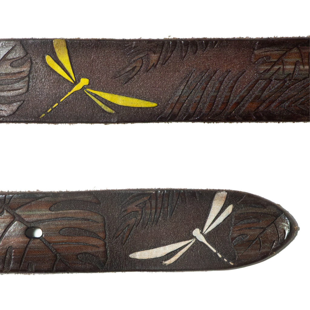 Cintura in pelle sfumata con laser "tropical"