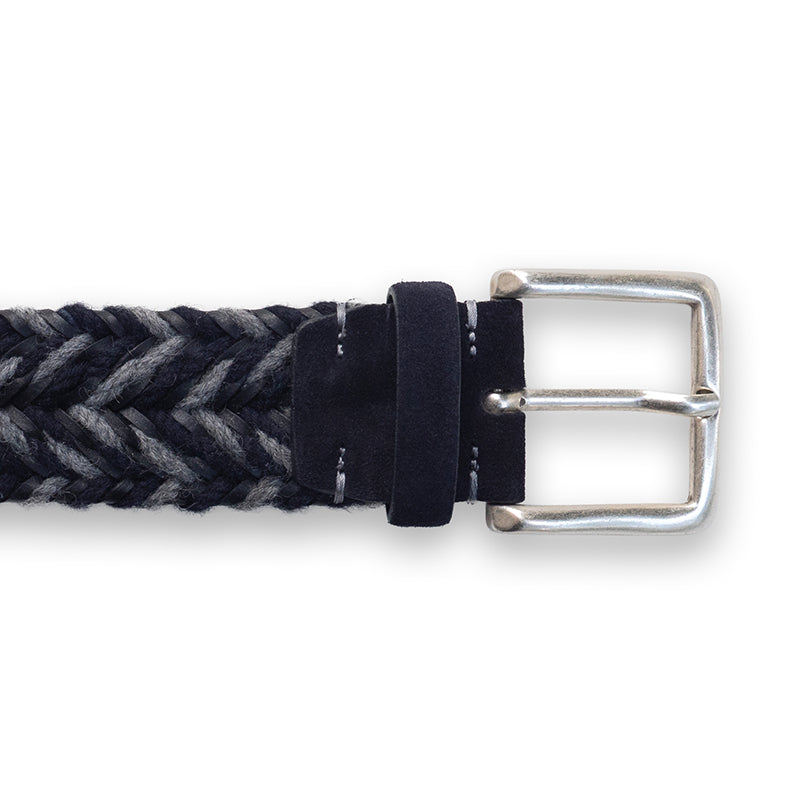 Cintura intreccio lana/cuoio bicolore