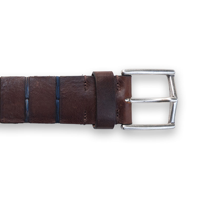 Cintura cuoio con cuciture colorate