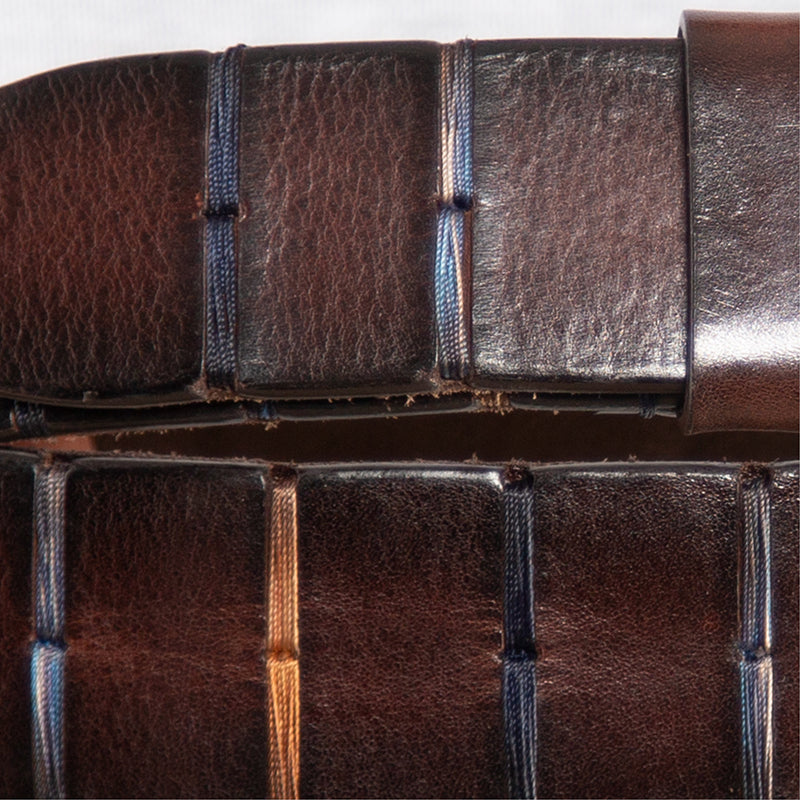 Cintura cuoio con cuciture colorate