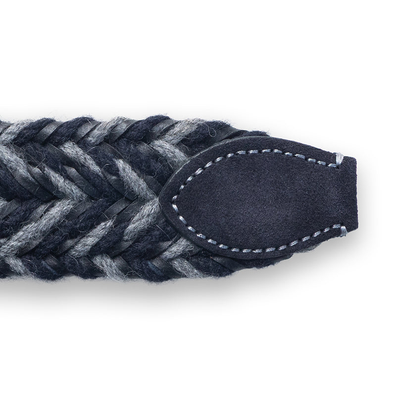 Cintura intreccio lana/cuoio bicolore