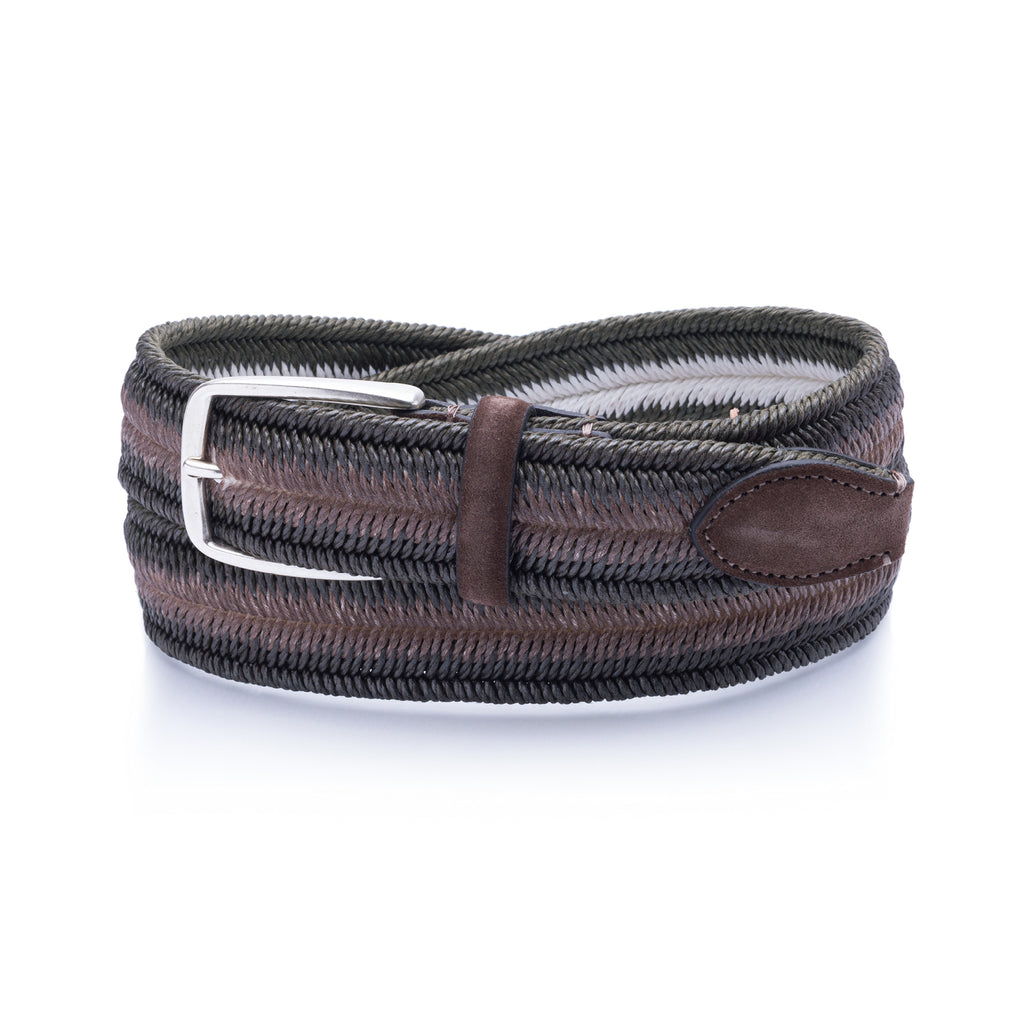 Cintura lino elastico bicolore con colore a tampone